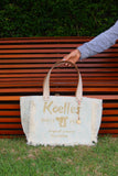Bolsa Nuna Aqua com Alças de Couro Off White com Zíper