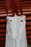 Bolsa Wallow Azul com Alça de Couro Marrom