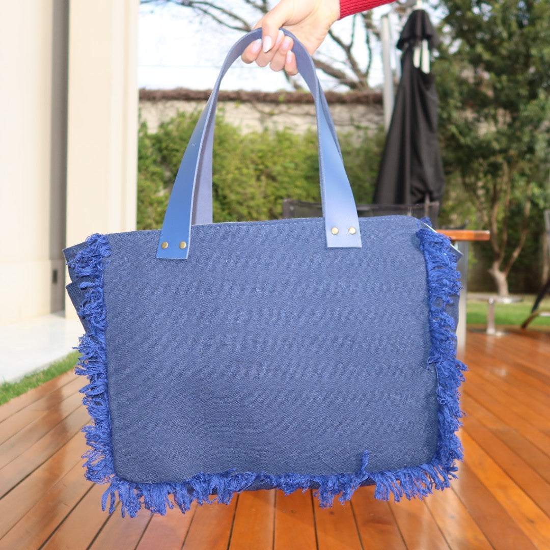 Bolsa Nuna Marinho com Alças de Couro Marinho