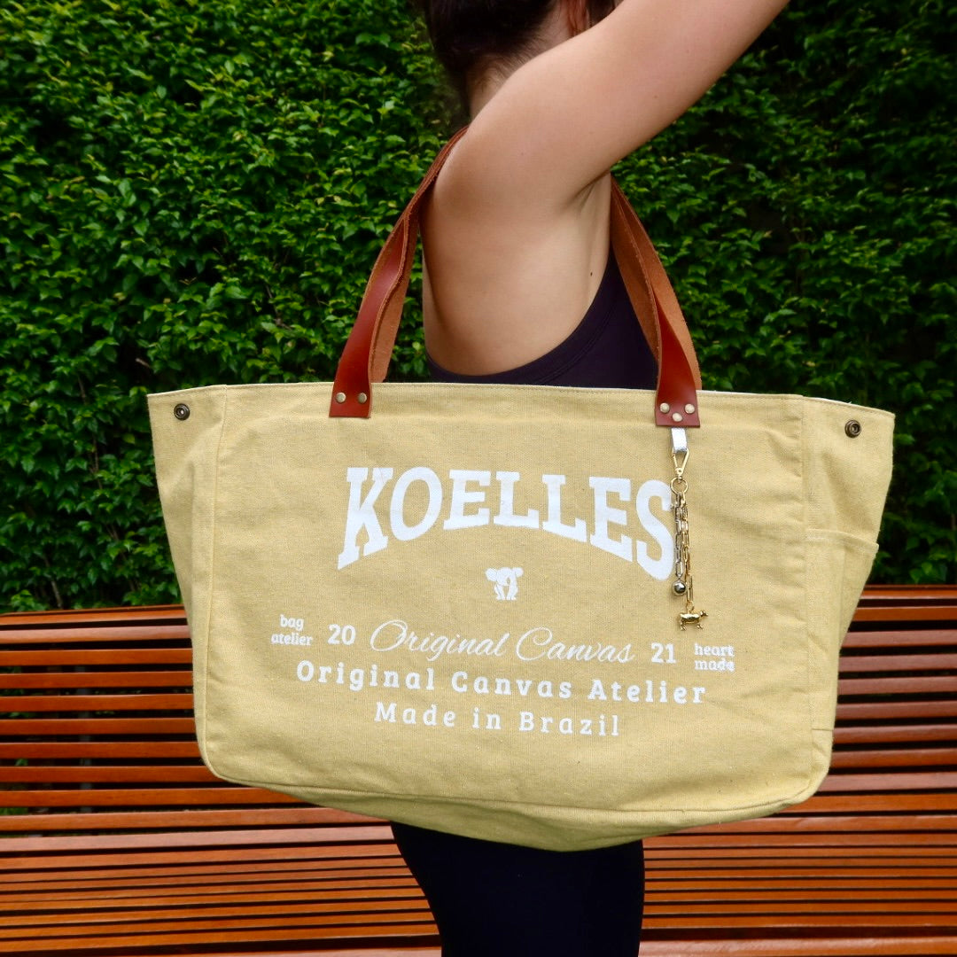 Bolsa Wallow Mostarda com Alça de Couro Marrom com Zíper