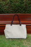 Bolsa Wallow Verde com Alça de Couro Marrom Escuro