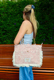 Bolsa Katrin Arabesque Terracota com Alças de Corrente e Couro Marrom