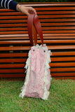 Bolsa Wallow Arabesque Rosa com Alça de Couro Marrom