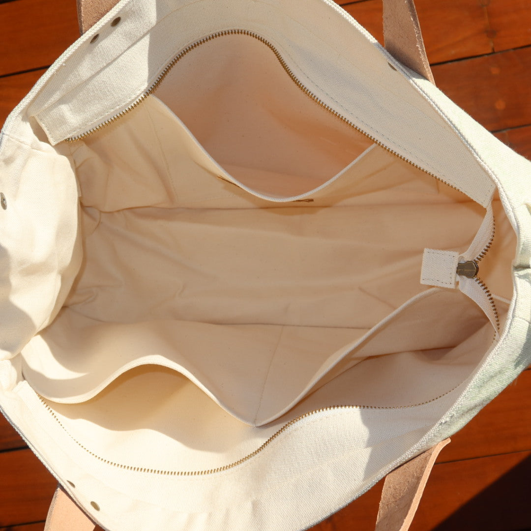 Bolsa Wallow Verde com Alça de Couro Pêssego com Zíper