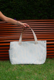 Bolsa Wallow Azul com Alça de Couro Off White