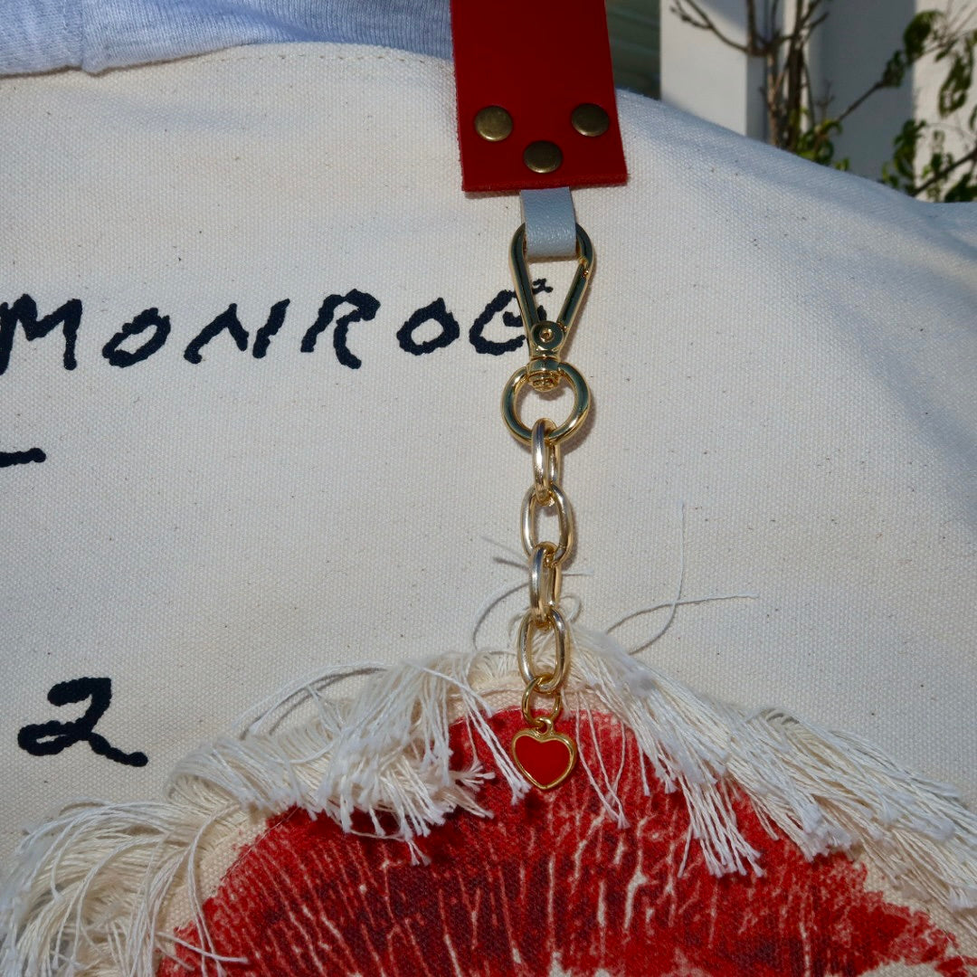 Bolsa Wallow Marilyn com Alça de Couro Vermelho e Off White