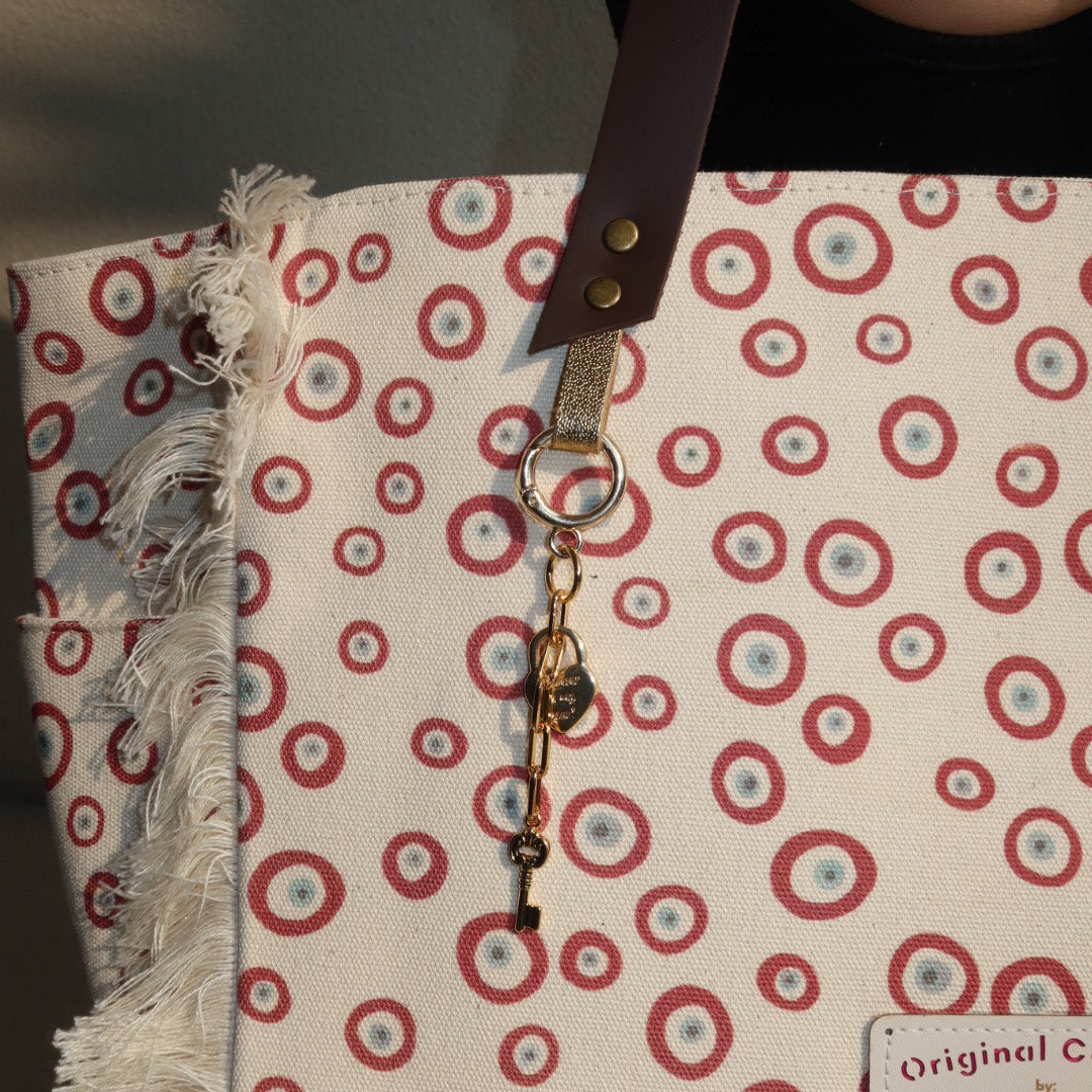 Bolsa Nuna Good Vibes Vermelho com Alças de Couro Marrom