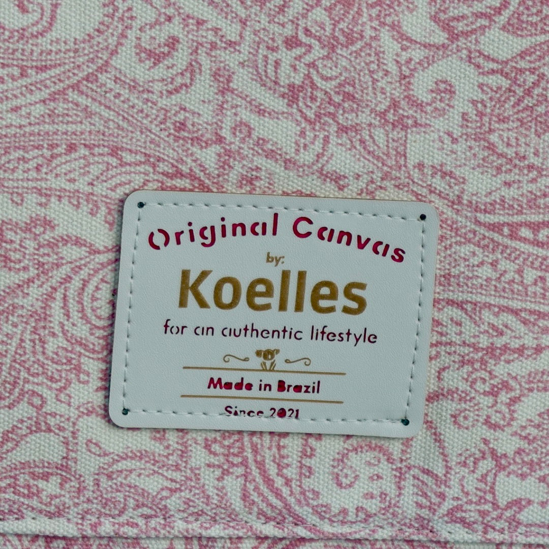 Bolsa Katrin Arabesque Rosa com Alças de Corrente e Couro Marrom