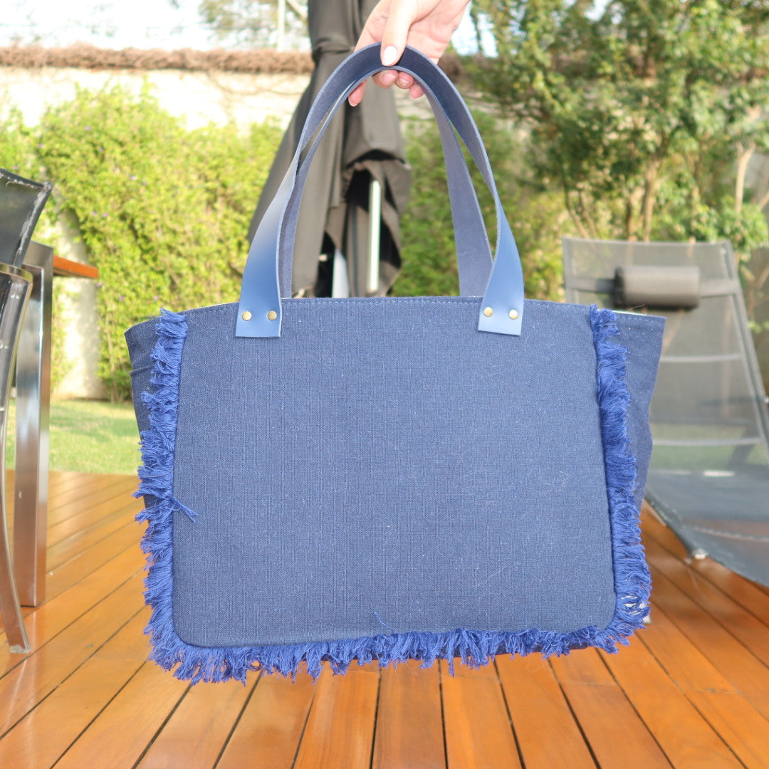 Bolsa Nuna Marinho com Alças de Couro Marinho