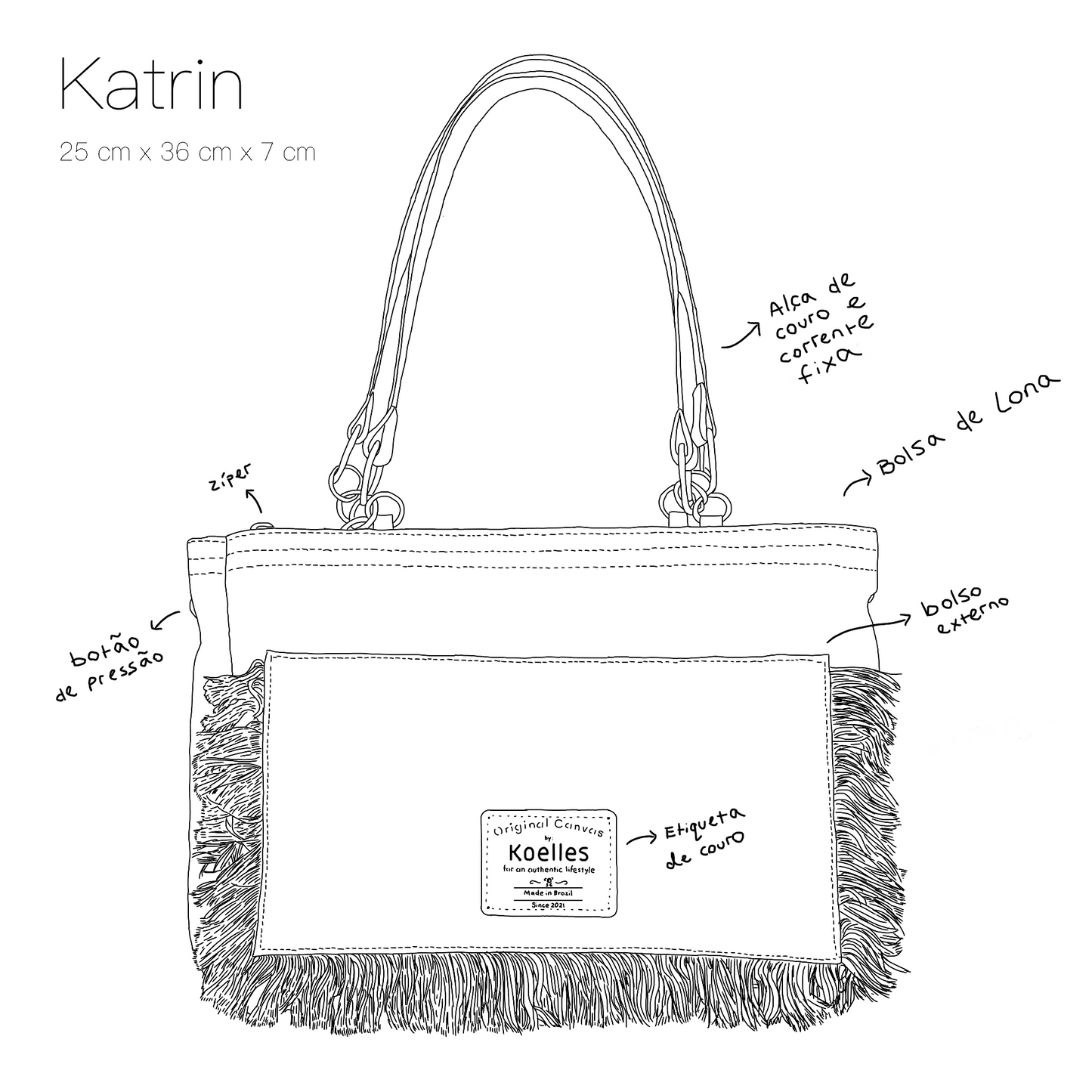 Bolsa Katrin Jeans Escuro PET com Alças de Corrente e Couro Preto