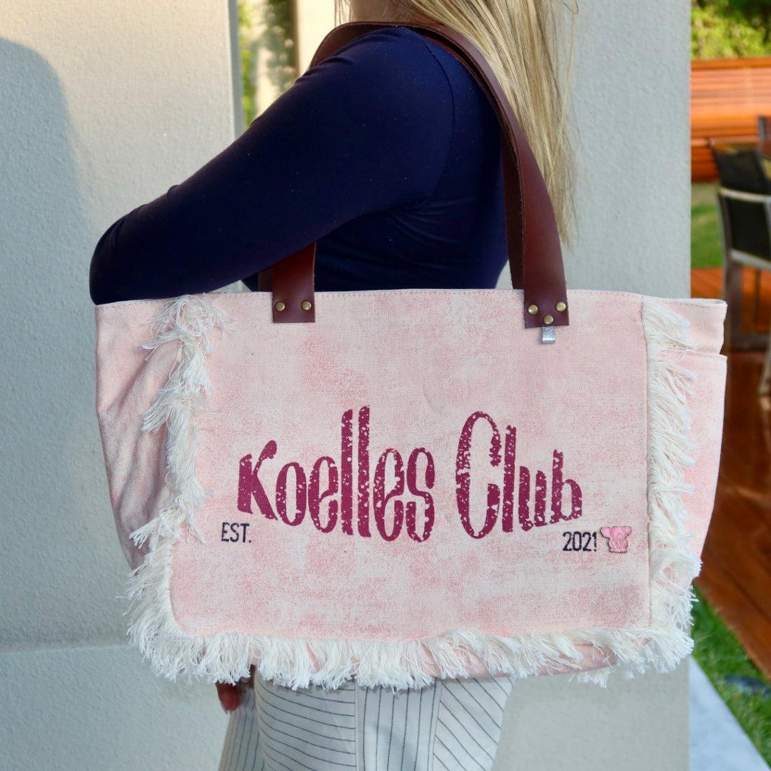 Bolsa Nuna Rosa com Alças de Couro Marrom