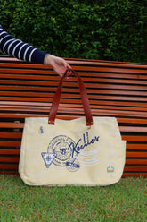 Bolsa Wallow Amarelo com Alça de Couro Marrom