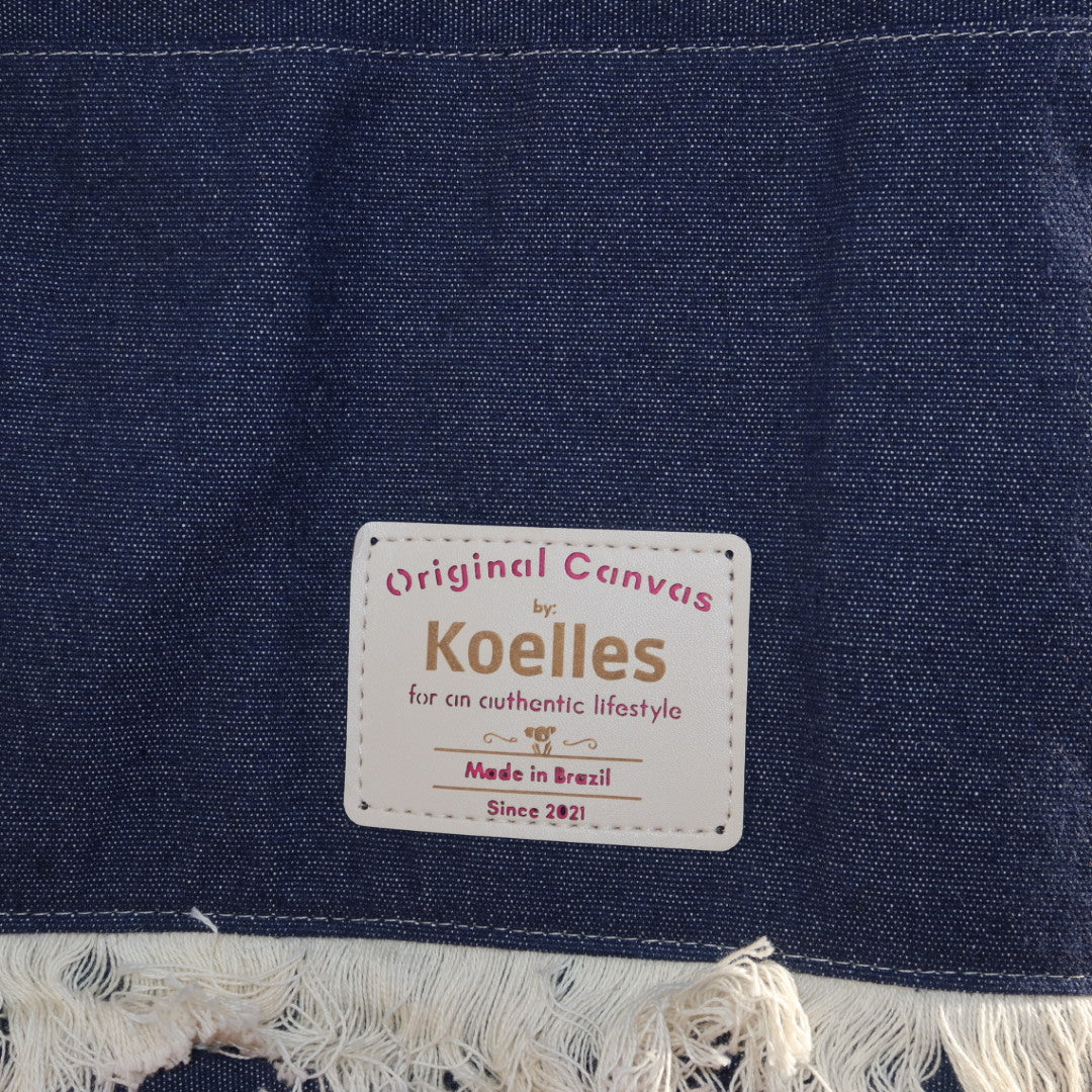 Bolsa Katrin Jeans Escuro com Alças de Corrente e Couro Vinho