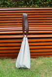 Bolsa Nuna Azul com Alças de Couro Marrom Escuro