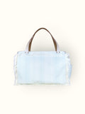 Bolsa Wallow Aqua com Alça de Couro Off White com Zíper