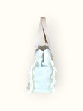 Bolsa Wallow Aqua com Alça de Couro Off White com Zíper