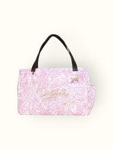 Bolsa Wallow Arabesque Rosa com Alça de Couro Marrom Escuro