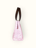 Bolsa Wallow Arabesque Rosa com Alça de Couro Marrom Escuro