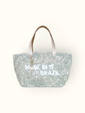 Bolsa Nuna Arabesque Verde com Alças de Couro Off White