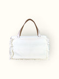 Bolsa Wallow Verde com Alça de Couro Off White com Zíper