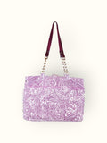Bolsa Katrin Arabesque Vinho com Alças de Corrente e Couro Vinho