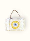 Bolsa Wallow Good Vibes Amarela com Alça de Couro Off White
