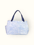 Bolsa Wallow Arabesque Azul com Alça de Couro Marinho