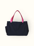 Bolsa Wallow Preta com Alça de Couro Rosa