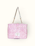 Bolsa Katrin Arabesque Rosa com Alças de Corrente e Couro Off White