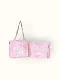 Bolsa Katrin Arabesque Rosa com Alças de Corrente e Couro Off White