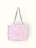 Bolsa Katrin Arabesque Rosa com Alças de Corrente e Couro Off White