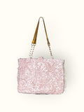 Bolsa Katrin Arabesque Terracota com Alças de Corrente e Couro Dourado