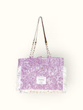 Bolsa Katrin Arabesque Vinho com Alças de Corrente e Couro Bronze