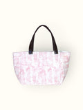 Bolsa Nuna Rosa com Alças de Couro Marrom Escuro