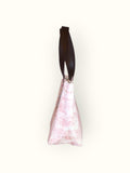 Bolsa Nuna Rosa com Alças de Couro Marrom Escuro