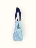 Bolsa Wallow Arabesque Turquesa com Alça de Couro Marinho