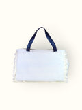 Bolsa Wallow Azul com Alça de Couro Marinho com Zíper