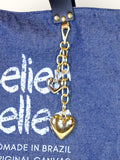 Bolsa Wallow Jeans com Alça de Couro Preta
