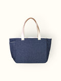 Bolsa Nuna Jeans Preto com Alças de Couro Off White