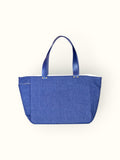 Bolsa Nuna Jeans com Alças de Couro Marinho