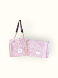 Bolsa Katrin Arabesque Terracota com Alças de Corrente e Couro Marrom Escuro