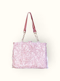 Bolsa Katrin Arabesque Terracota com Alças de Corrente e Couro Rosa