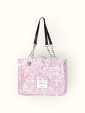 Bolsa Katrin Arabesque Terracota com Alças de Corrente e Couro Marrom Escuro