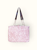 Bolsa Katrin Arabesque Terracota com Alças de Corrente e Couro Marrom Escuro