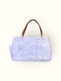 Bolsa Wallow Arabesque Azul com Alça de Couro Off White