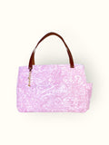 Bolsa Wallow Arabesque Rosa com Alça de Couro Marrom