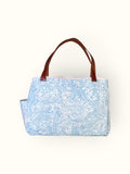 Bolsa Wallow Arabesque Turquesa com Alça de Couro Marrom
