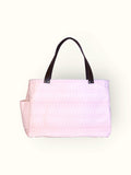 Bolsa Wallow Rosa com Alça de Couro Marrom Escuro
