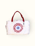 Bolsa Wallow Good Vibes Vinho com Alça de Couro Vermelho com Zíper