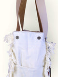 Bolsa Wallow Azul com Alça de Couro Off White com Zíper